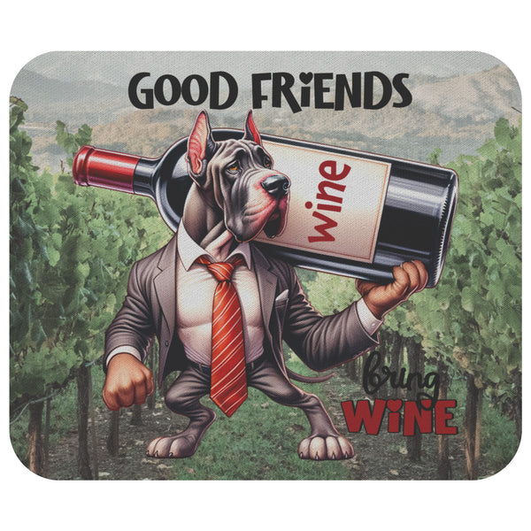 Good Friends Bring Wine Mousepad