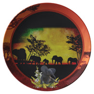 Elephant Sunset Plate - The Green Gypsie